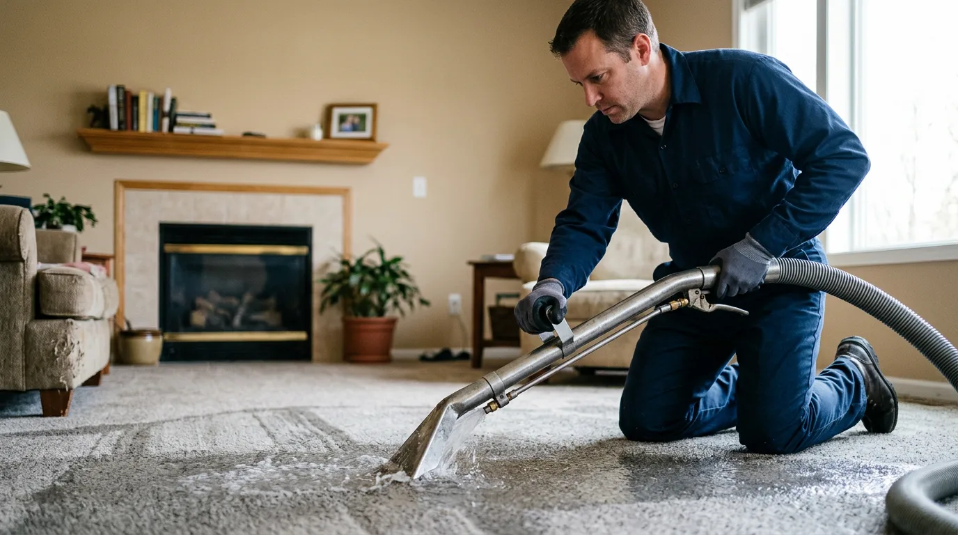 Water damage restoration technician working near Bradford, ME